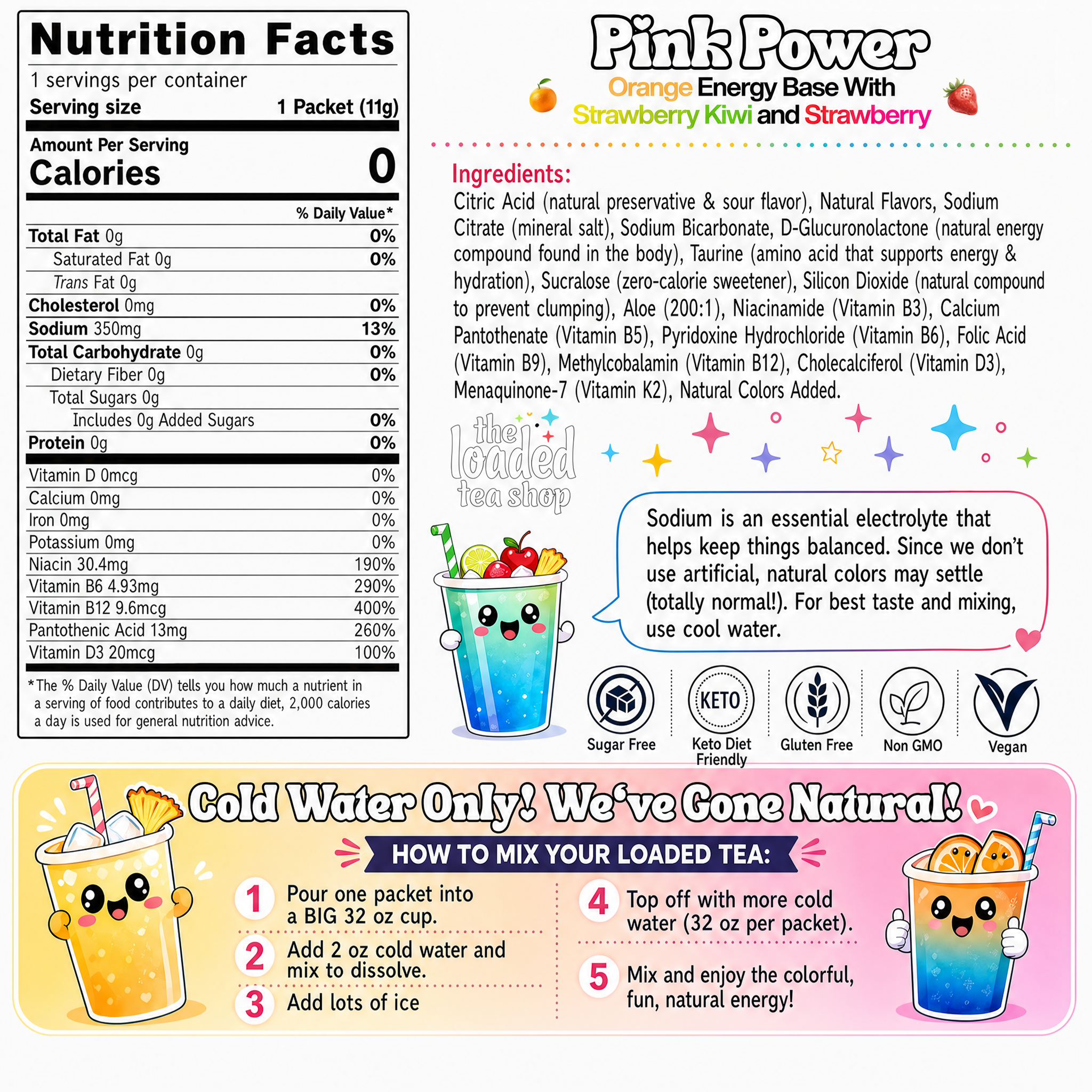 Pink Power (Caffeine-Free) - A Flavorful Pick for Mixing with Ice