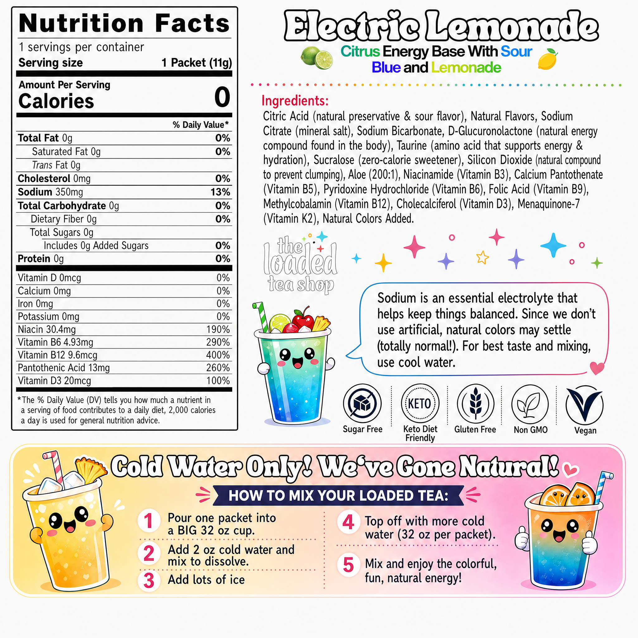 Electric Lemonade (Caffeine-Free) - A Colorful Pick for Mixing with Ice
