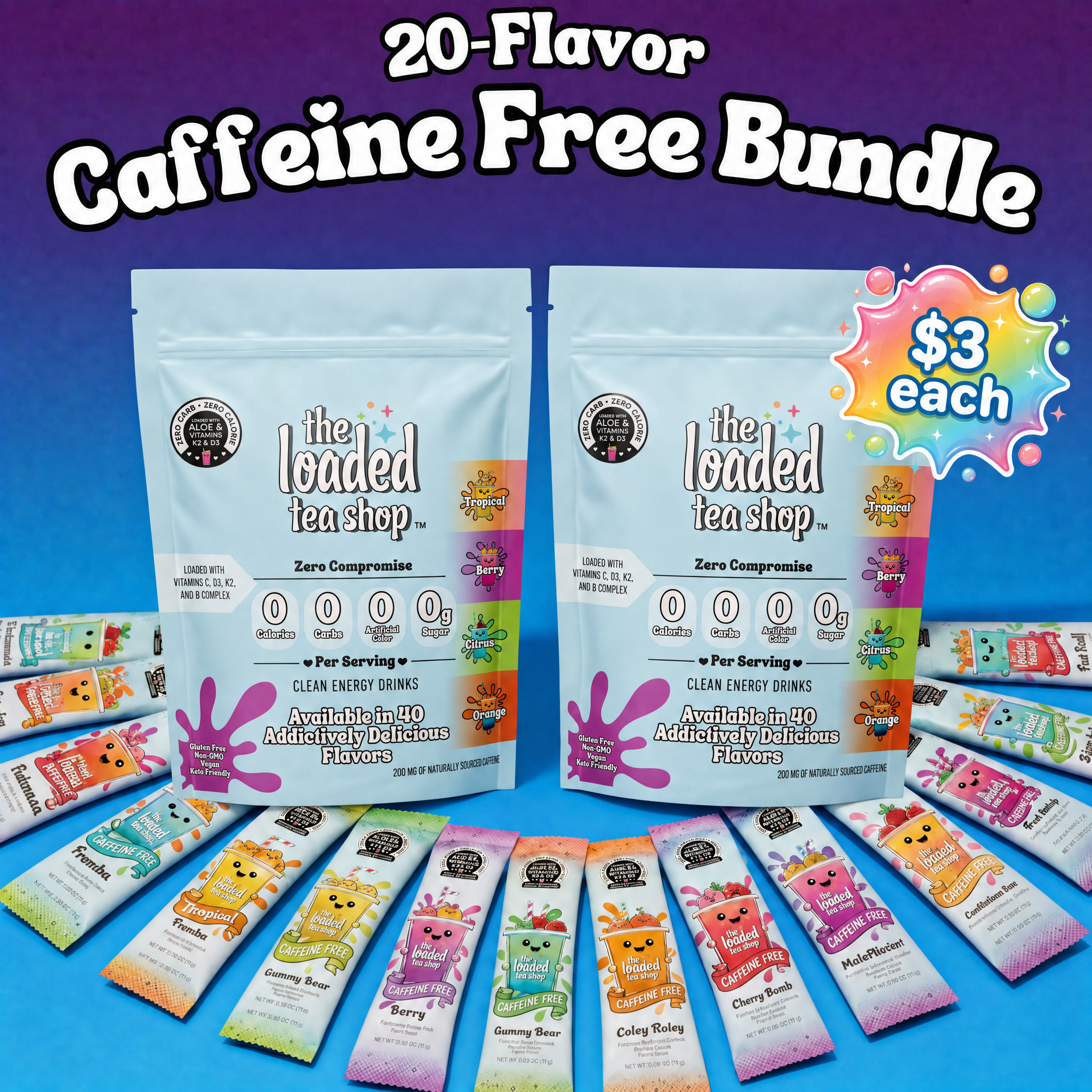 20 Flavor Bundle (Caffeine-Free) - A Fun Option for Everyday Mixing